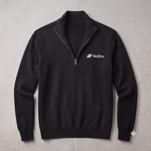Noibu Agentic Quarter-Zip in Dark Mode, unzipped